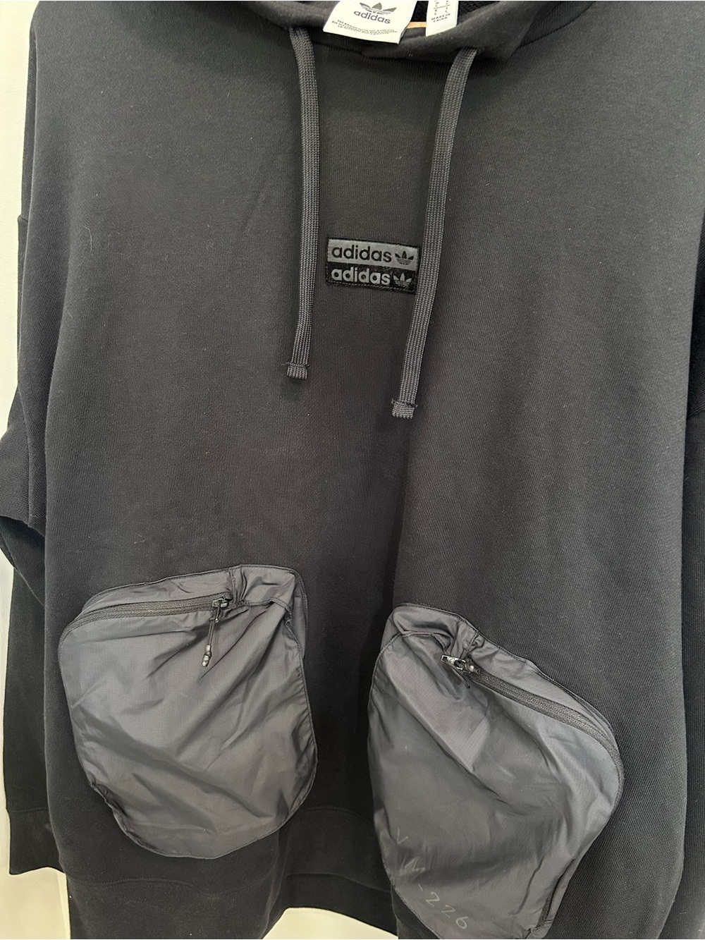 adidas Men's Black R.Y.V. Loose Fit Hoodie with Front Zip Pockets - Picture 2 of 3